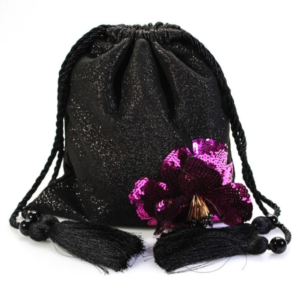 NEW! TRINA TURK Shimmery Metallic Tassel Pouch